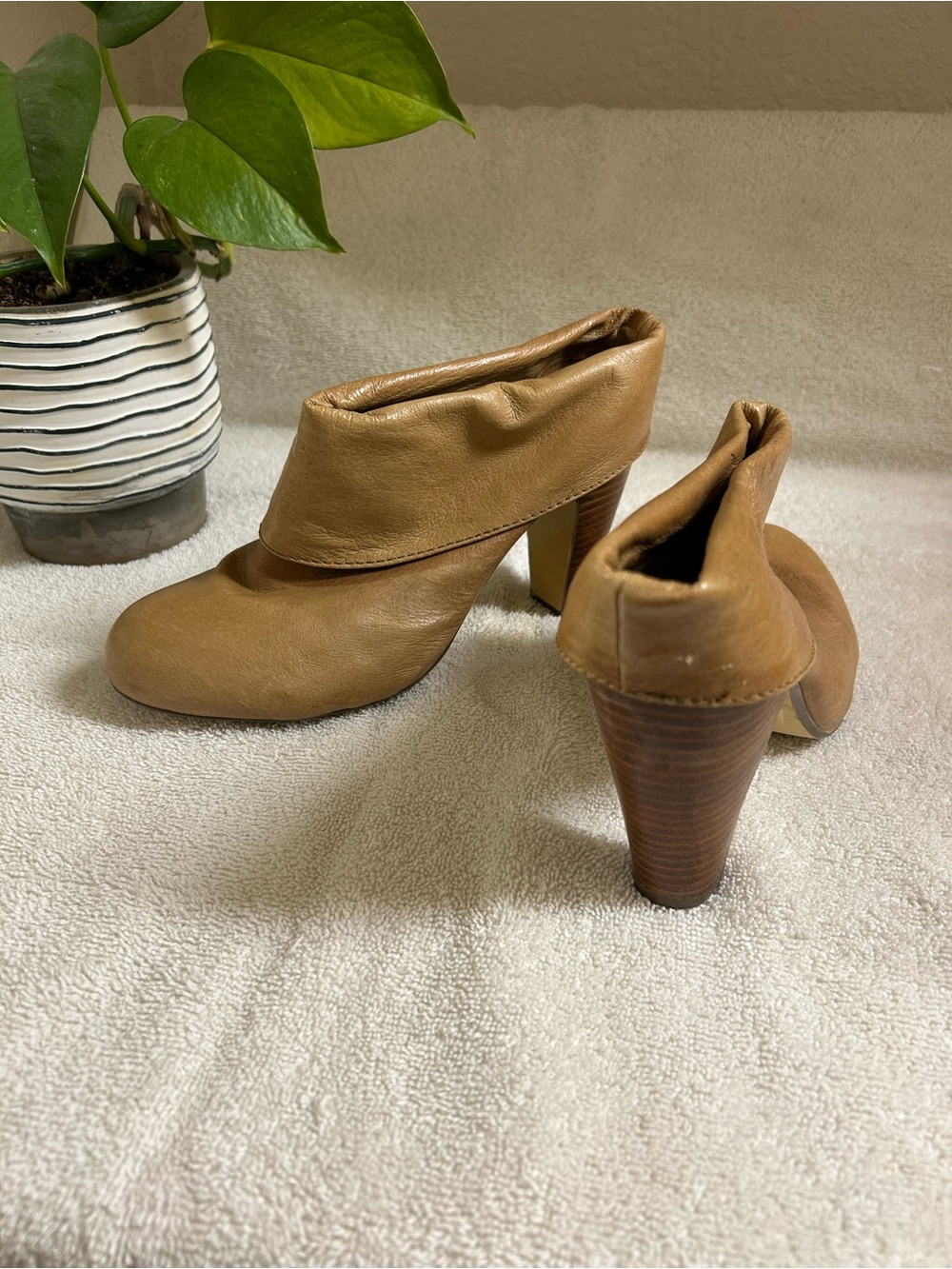 Steve Madden Cognac Fold-Over Leather Ankle Heels